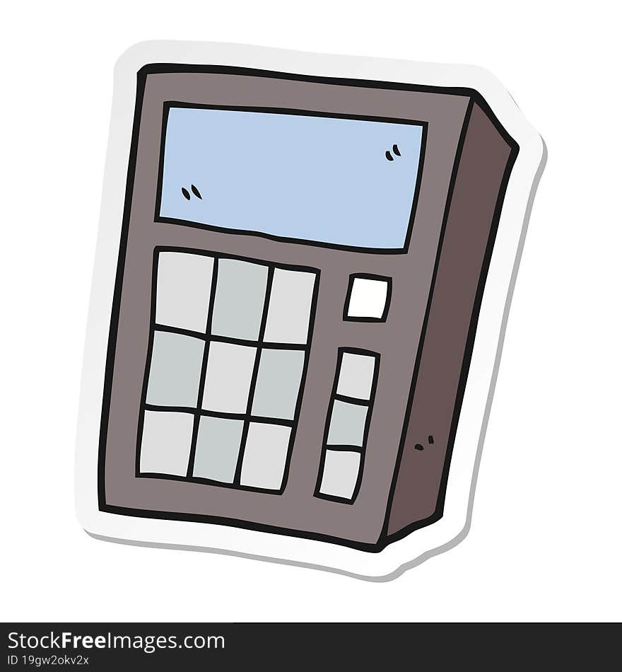 sticker of a cartoon calculator