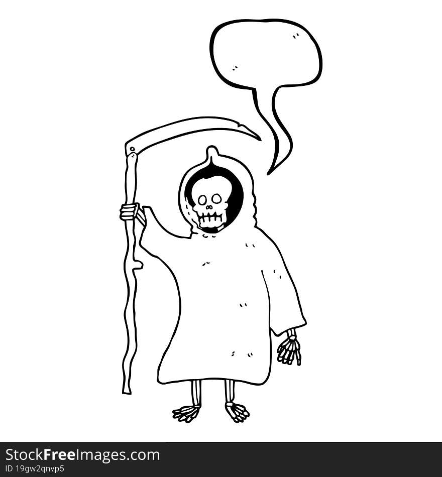 freehand drawn speech bubble cartoon spooky death figure