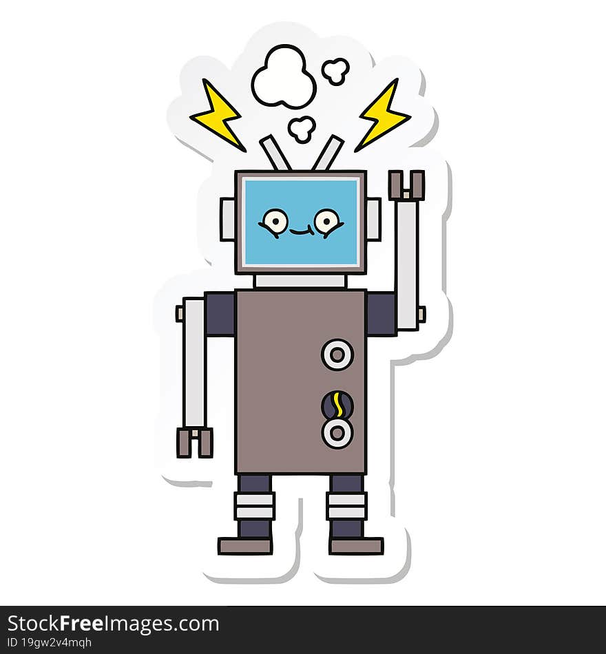 sticker of a cute cartoon robot