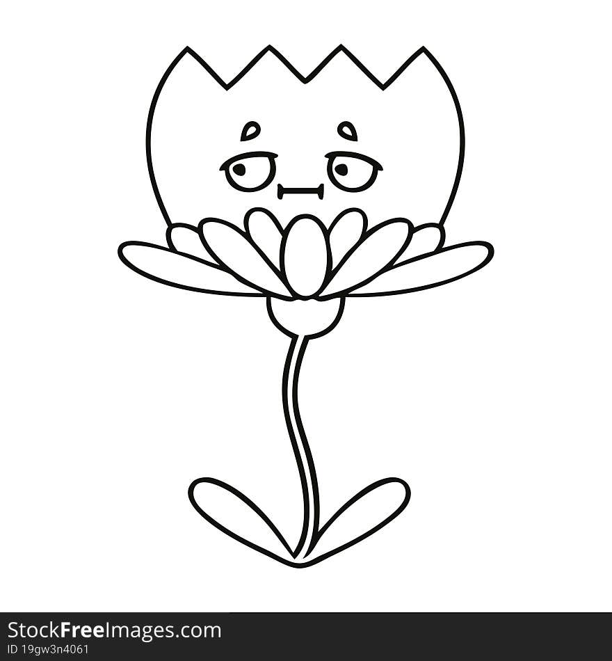 line drawing cartoon flower