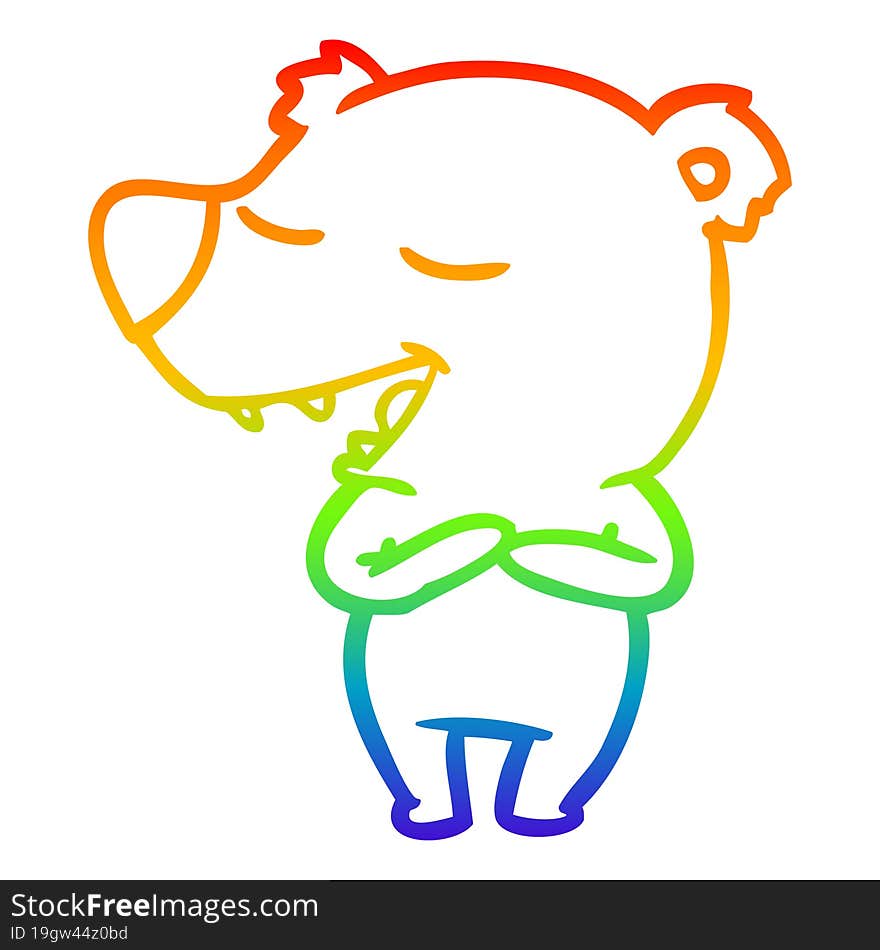 rainbow gradient line drawing cartoon polar bear