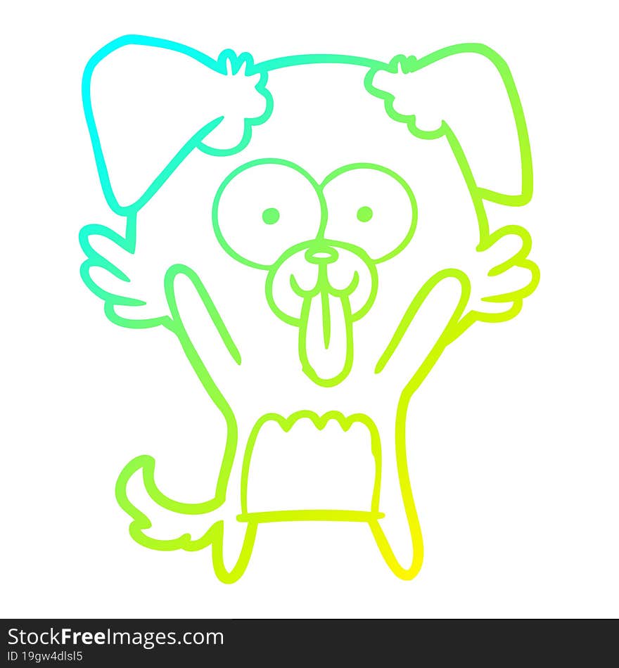 cold gradient line drawing of a cartoon dog with tongue sticking out