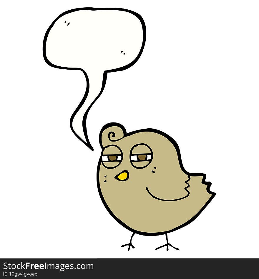 funny cartoon bird with speech bubble