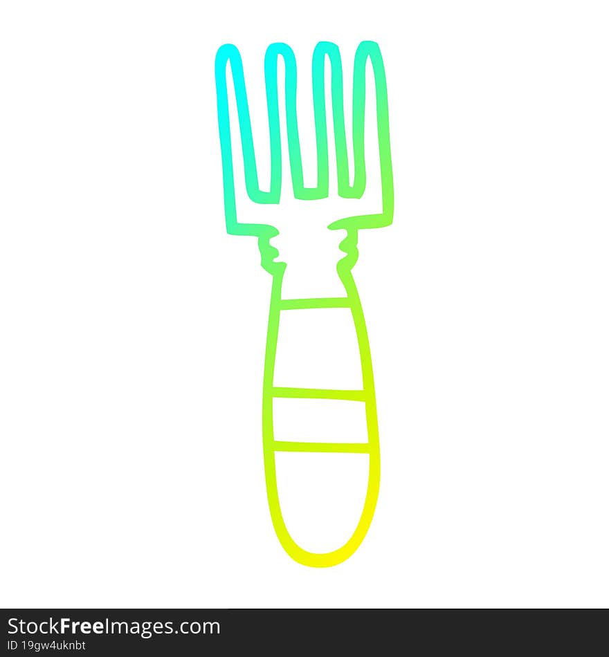 cold gradient line drawing cartoon fork