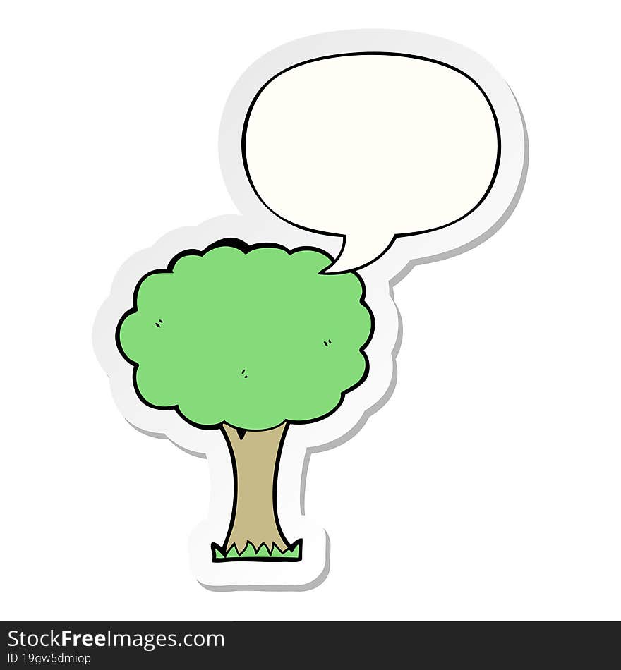 cartoon tree and speech bubble sticker