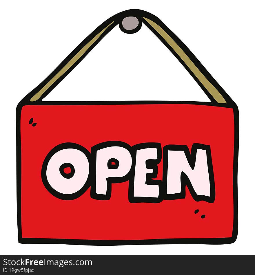 Cartoon Doodle Open Sign