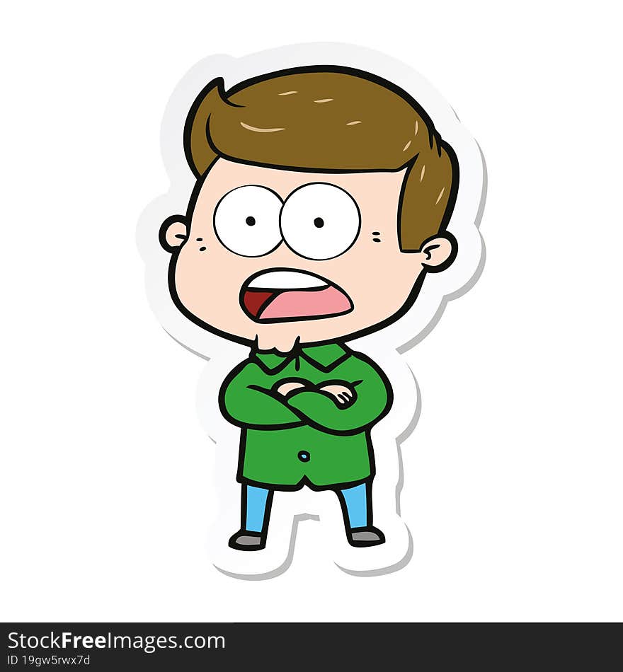 sticker of a cartoon shocked man