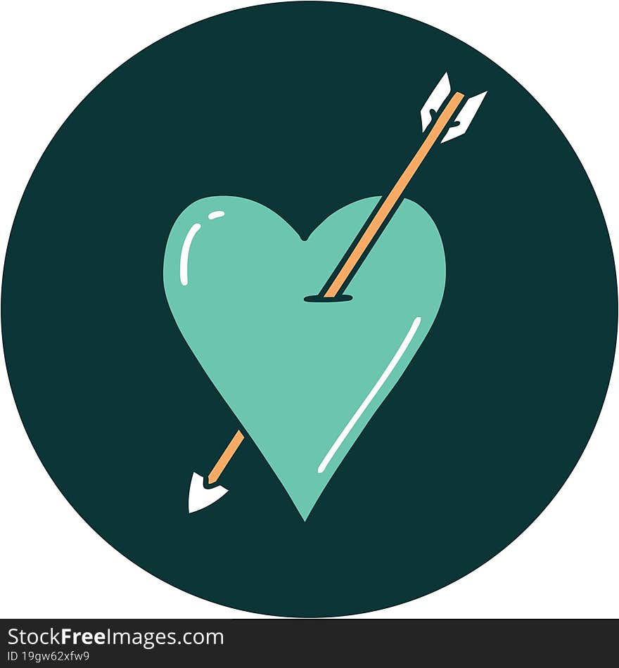 Tattoo Style Icon Of An Arrow And Heart