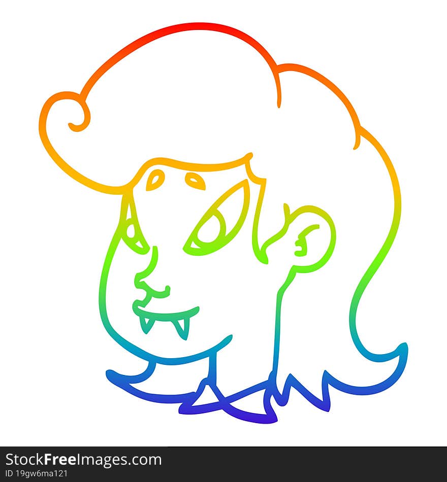 rainbow gradient line drawing cartoon vampire