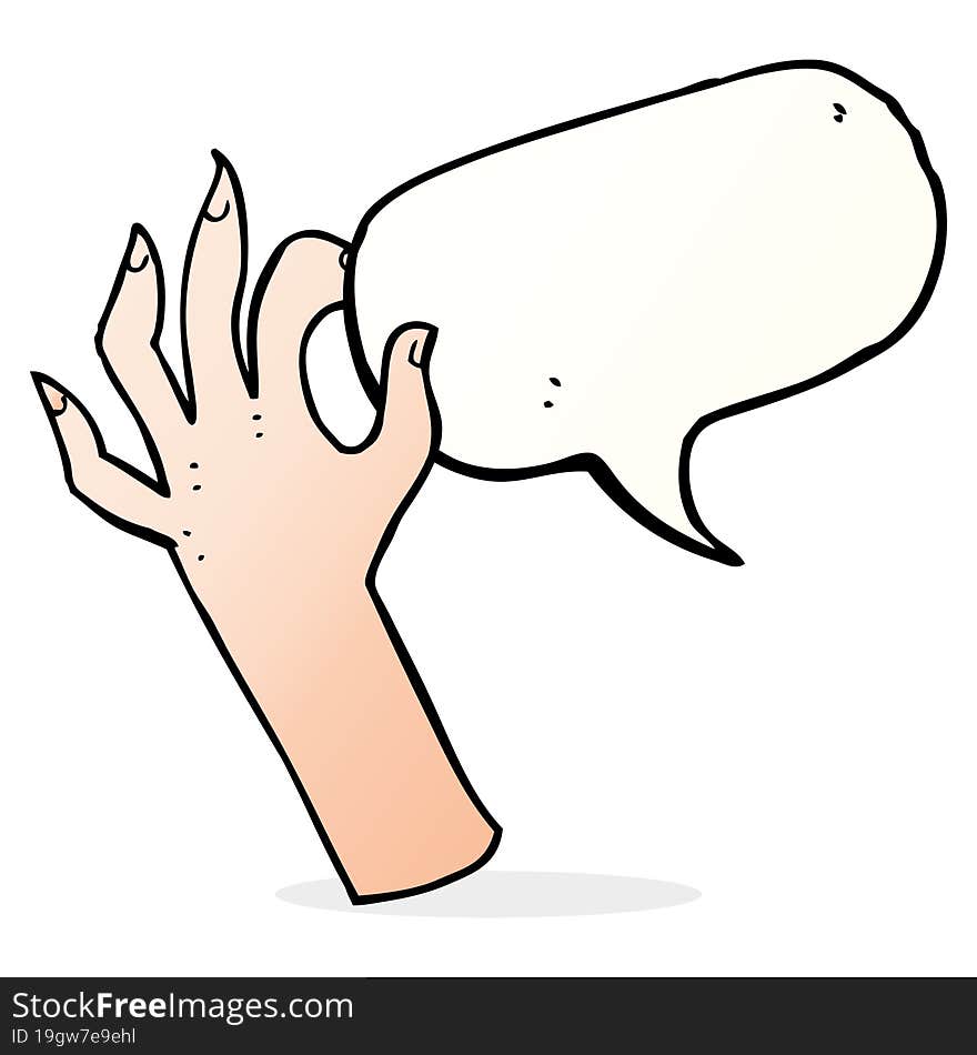 cartoon hand symbol with speech bubble