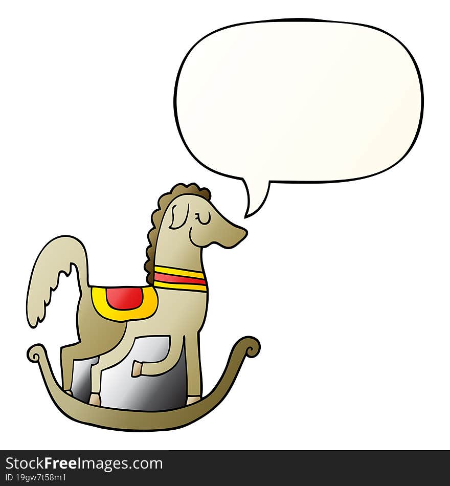 Cartoon Rocking Horse And Speech Bubble In Smooth Gradient Style