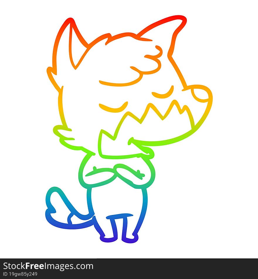 rainbow gradient line drawing friendly cartoon fox