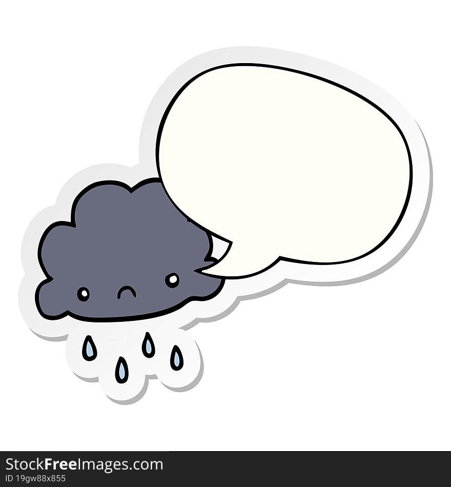 cartoon storm cloud and speech bubble sticker