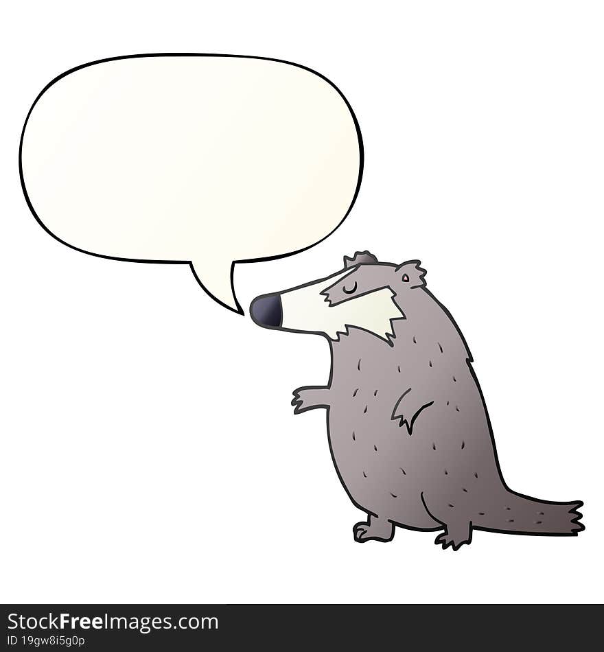 cartoon badger and speech bubble in smooth gradient style