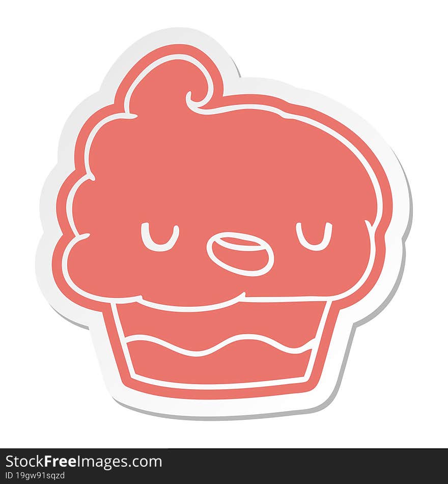 cartoon sticker kawaii of a cute cupcake