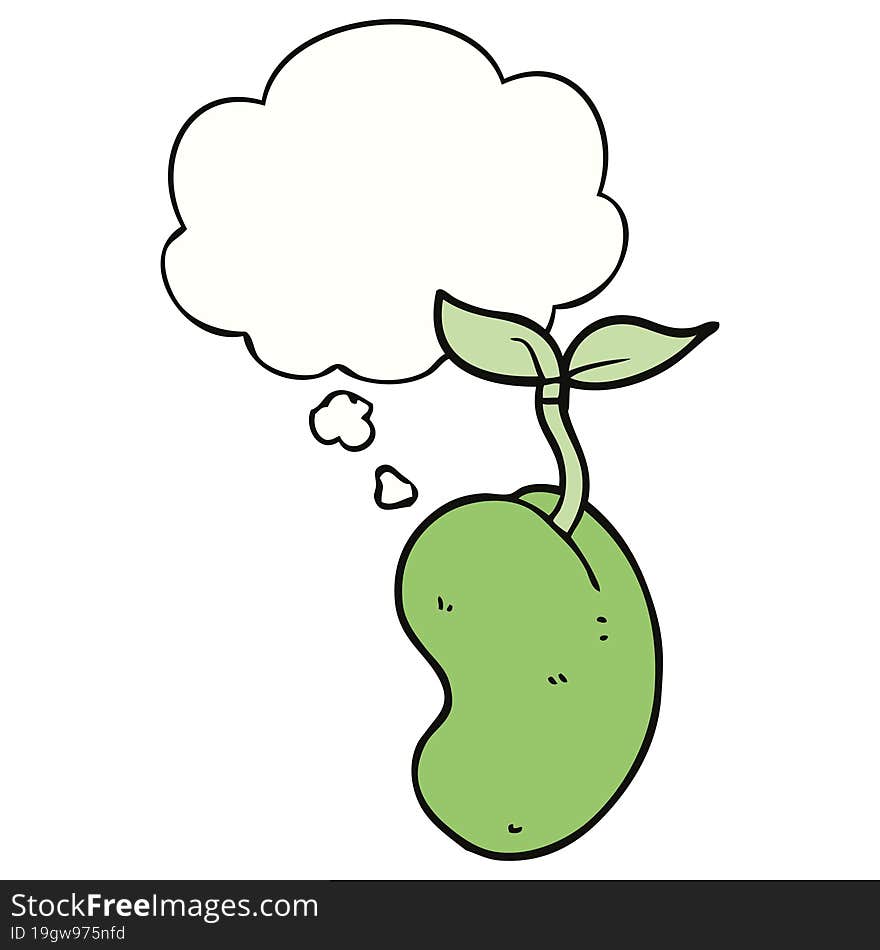 Cartoon Sprouting Seed And Thought Bubble