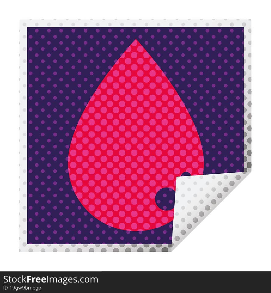 blood drop square peeling sticker