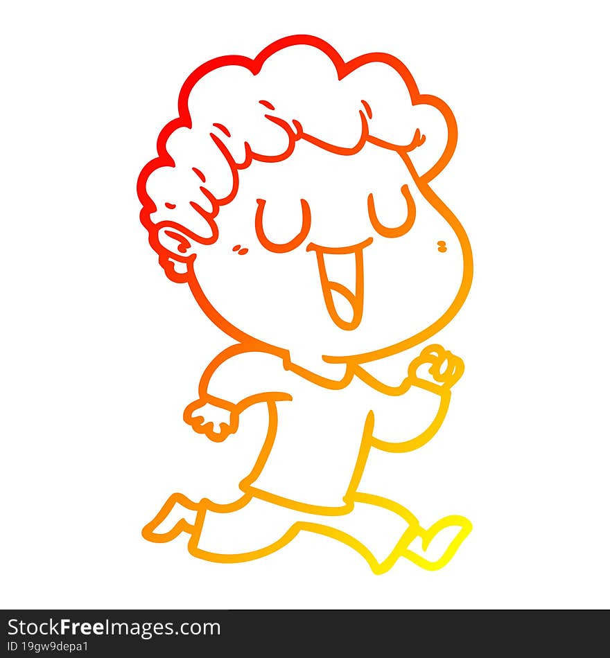 warm gradient line drawing of a laughing cartoon man