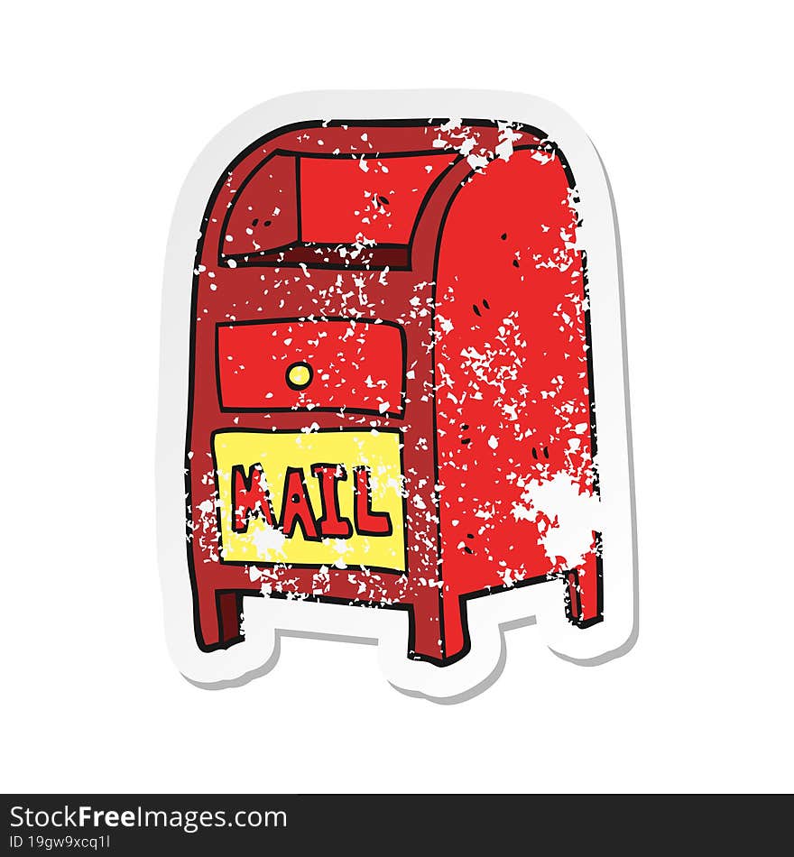 retro distressed sticker of a cartoon mail box