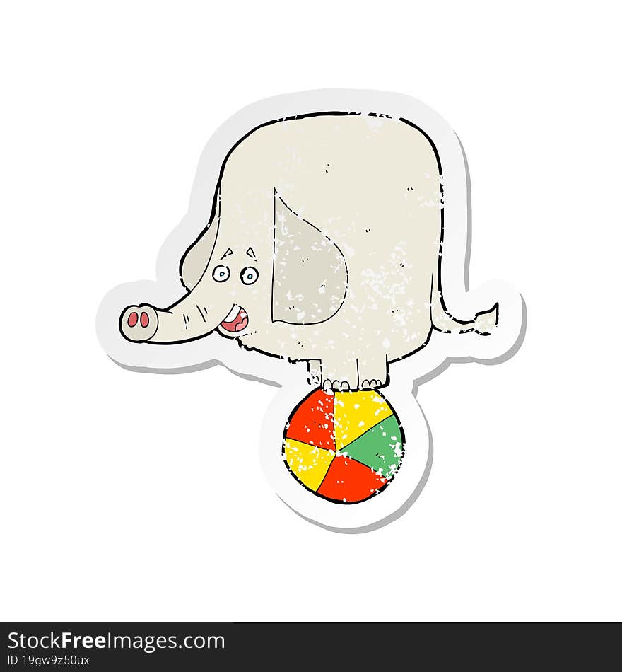 Retro Distressed Sticker Of A Cartoon Circus Elephant