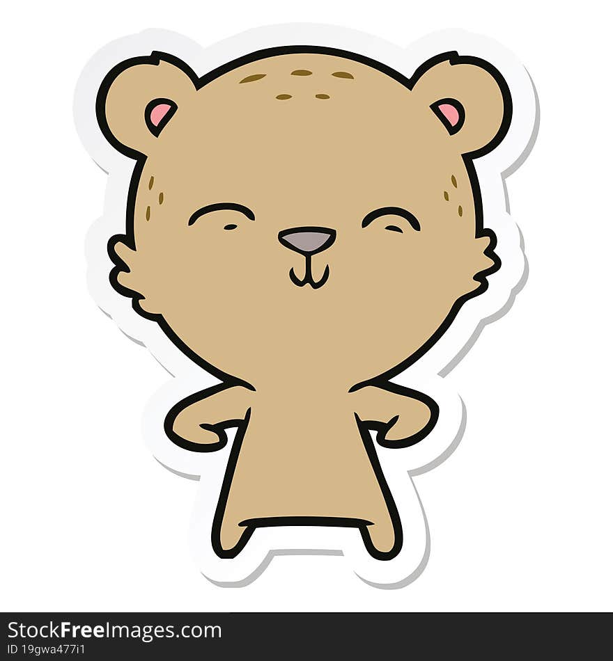 sticker of a happy cartoon bear