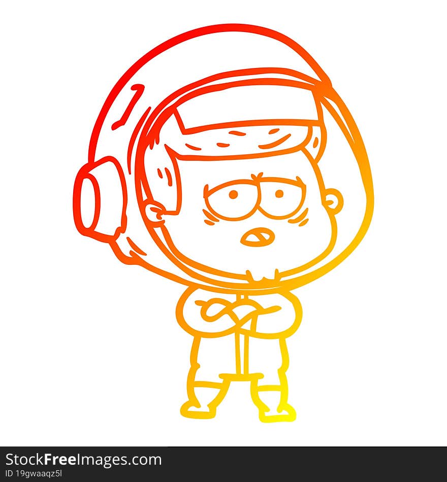 warm gradient line drawing cartoon tired astronaut