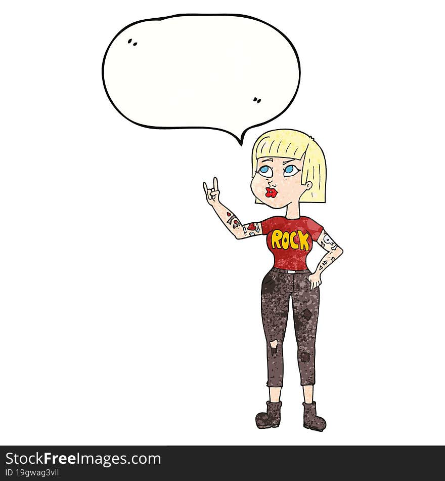 speech bubble textured cartoon rock girl