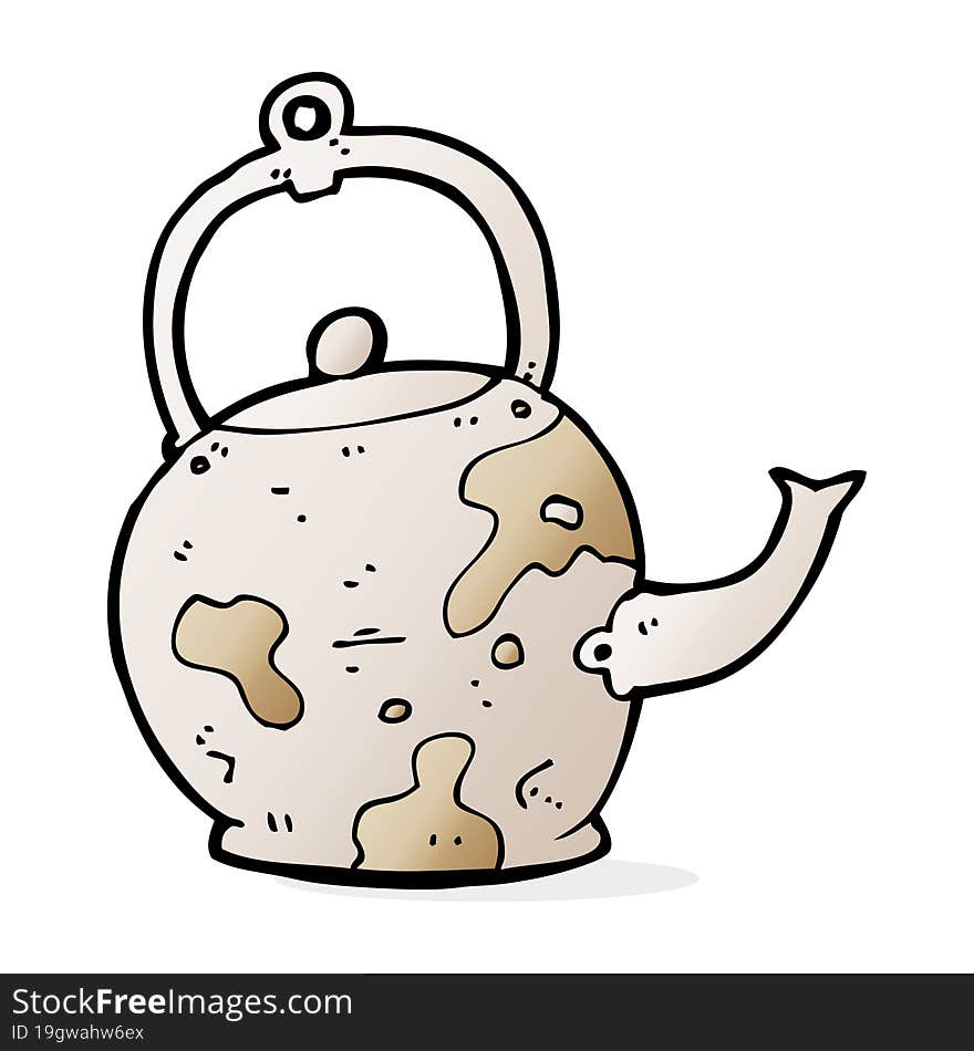 cartoon old tea pot