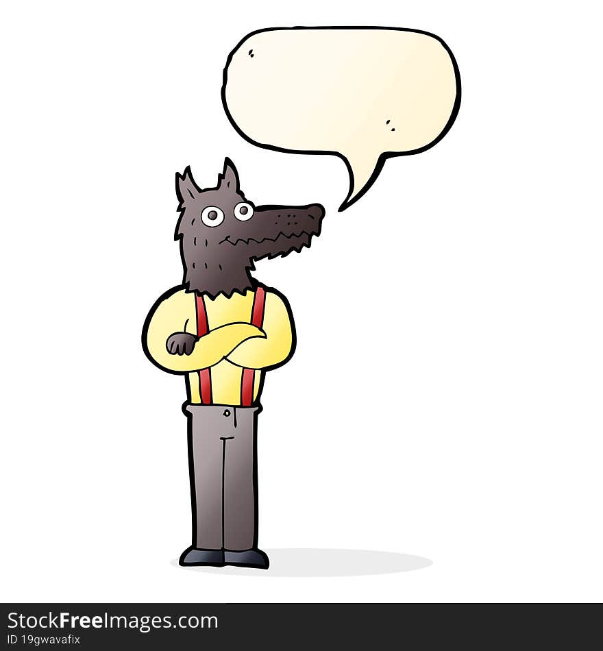 cartoon funny werewolf with speech bubble