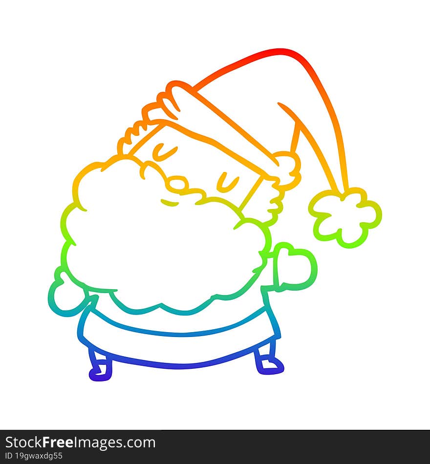 rainbow gradient line drawing santa claus