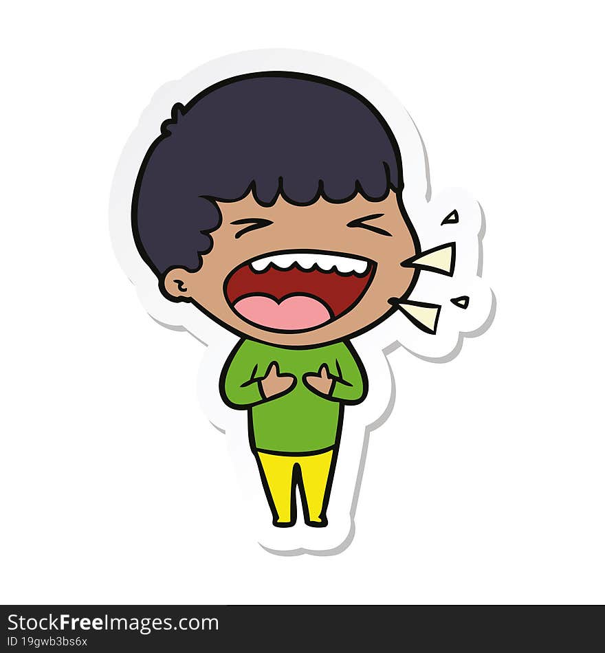 sticker of a cartoon laughing man