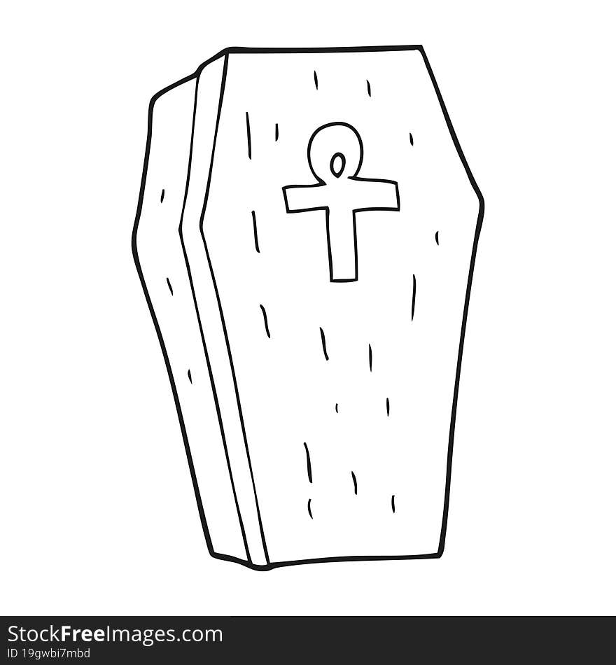 black and white cartoon spooky coffin