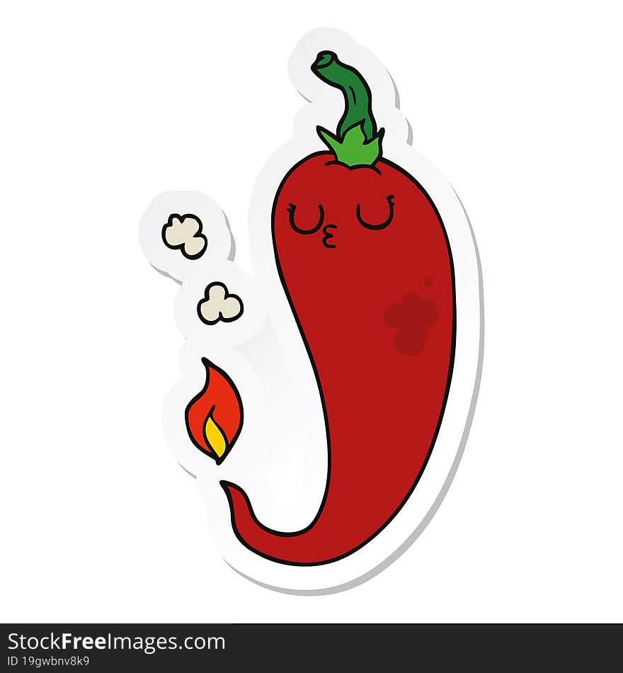 Sticker Of A Cartoon Hot Chili Pepper