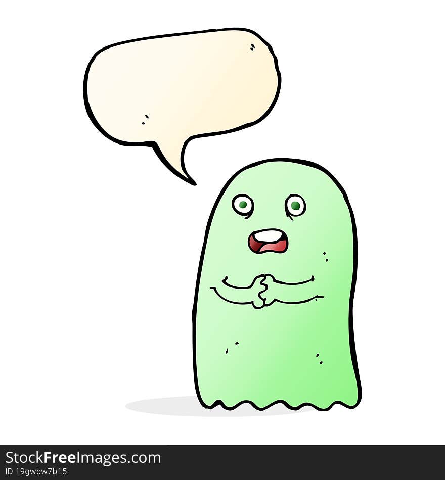 funny cartoon ghost with speech bubble