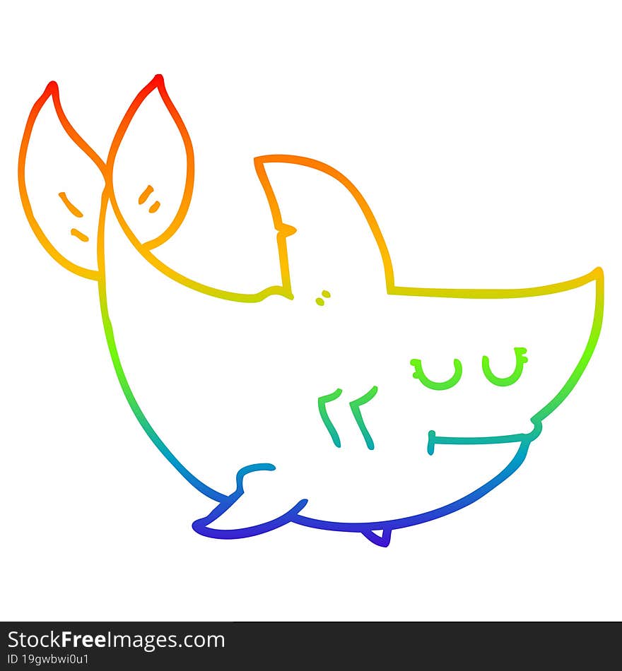 Rainbow Gradient Line Drawing Cartoon Shark