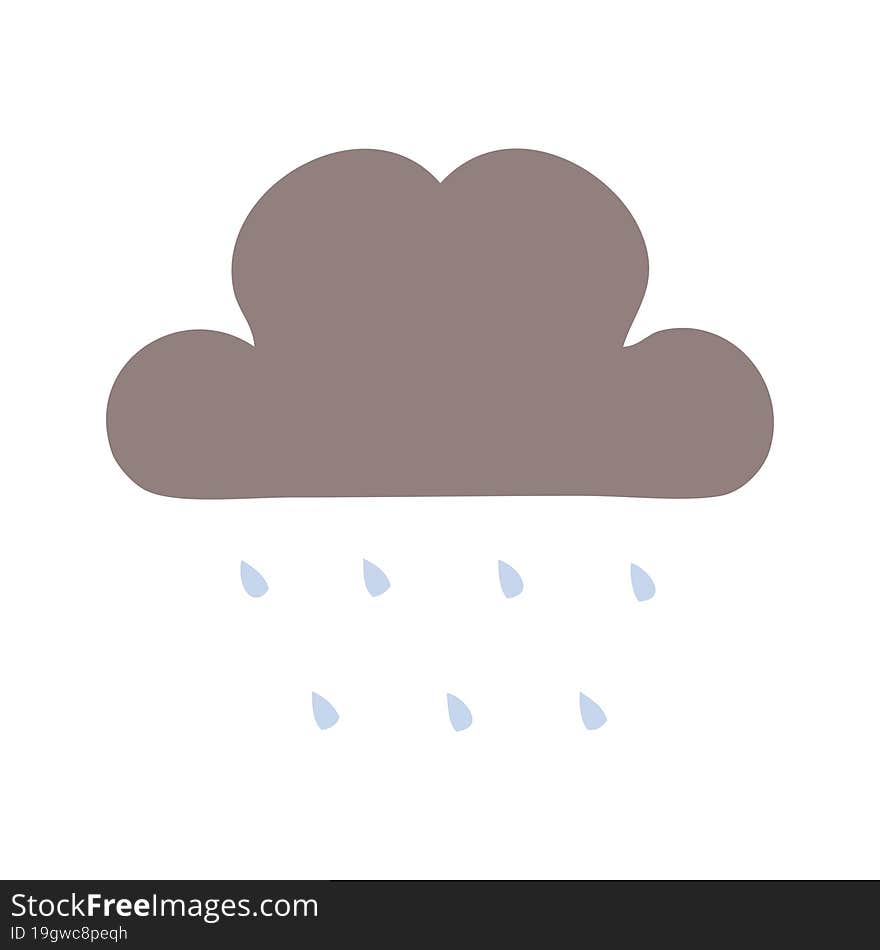 flat color retro cartoon storm rain cloud