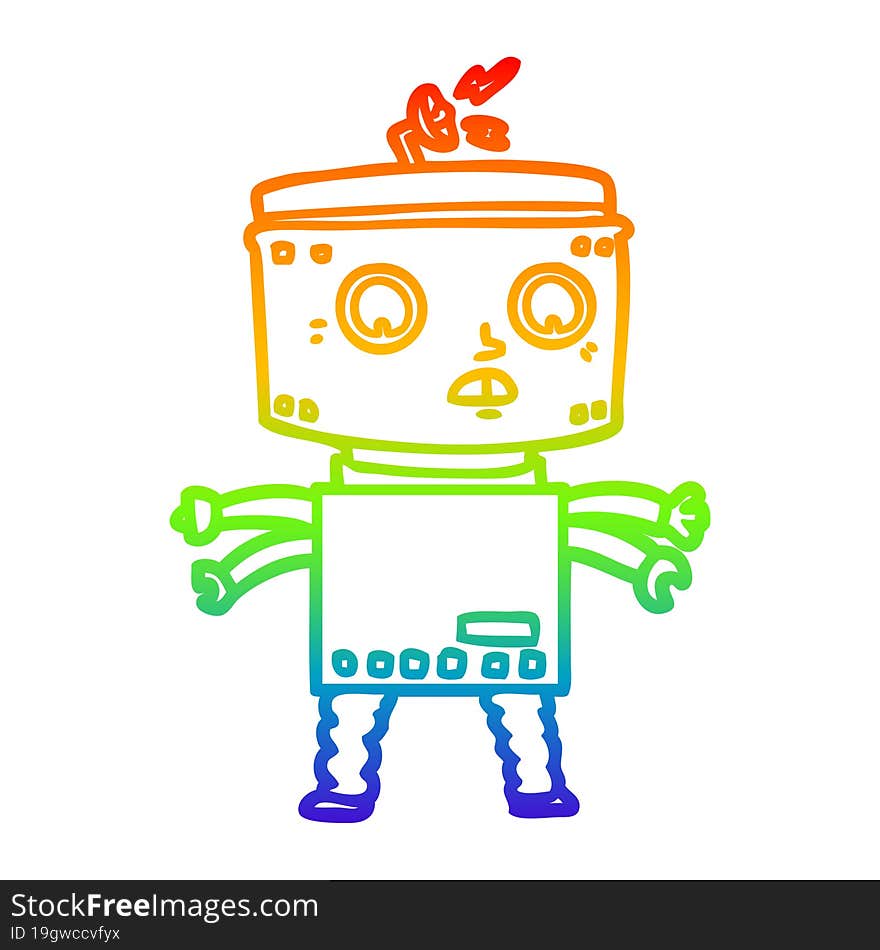 rainbow gradient line drawing cartoon robot