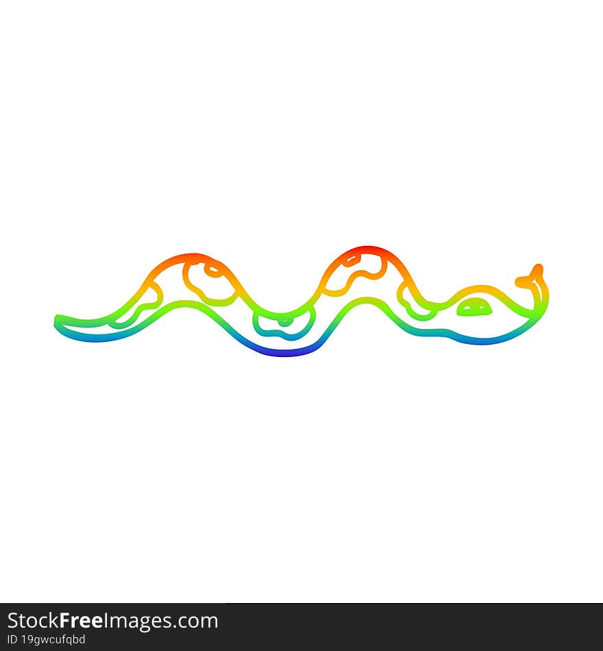 rainbow gradient line drawing cartoon snake