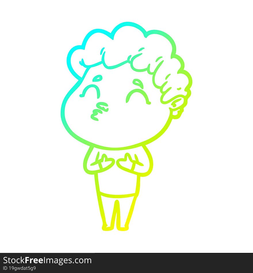 cold gradient line drawing cartoon man pouting