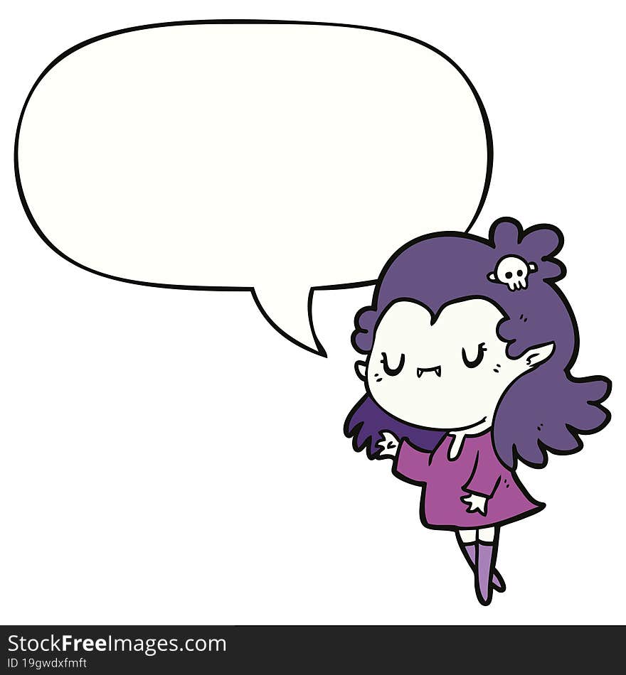 cute cartoon vampire girl with speech bubble. cute cartoon vampire girl with speech bubble