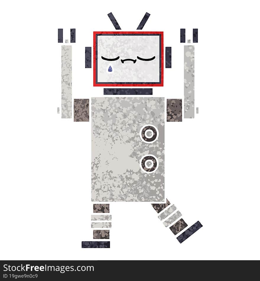 Retro Illustration Style Cartoon Robot