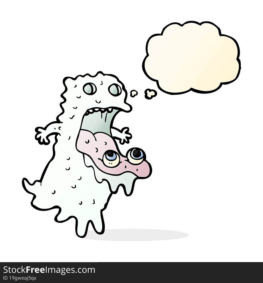 Cartoon Gross Ghost With Thought Bubble