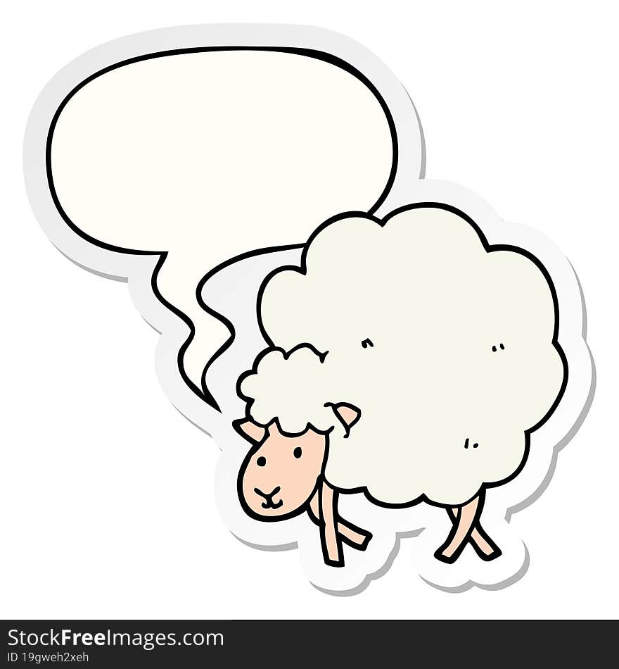 cartoon sheep and speech bubble sticker