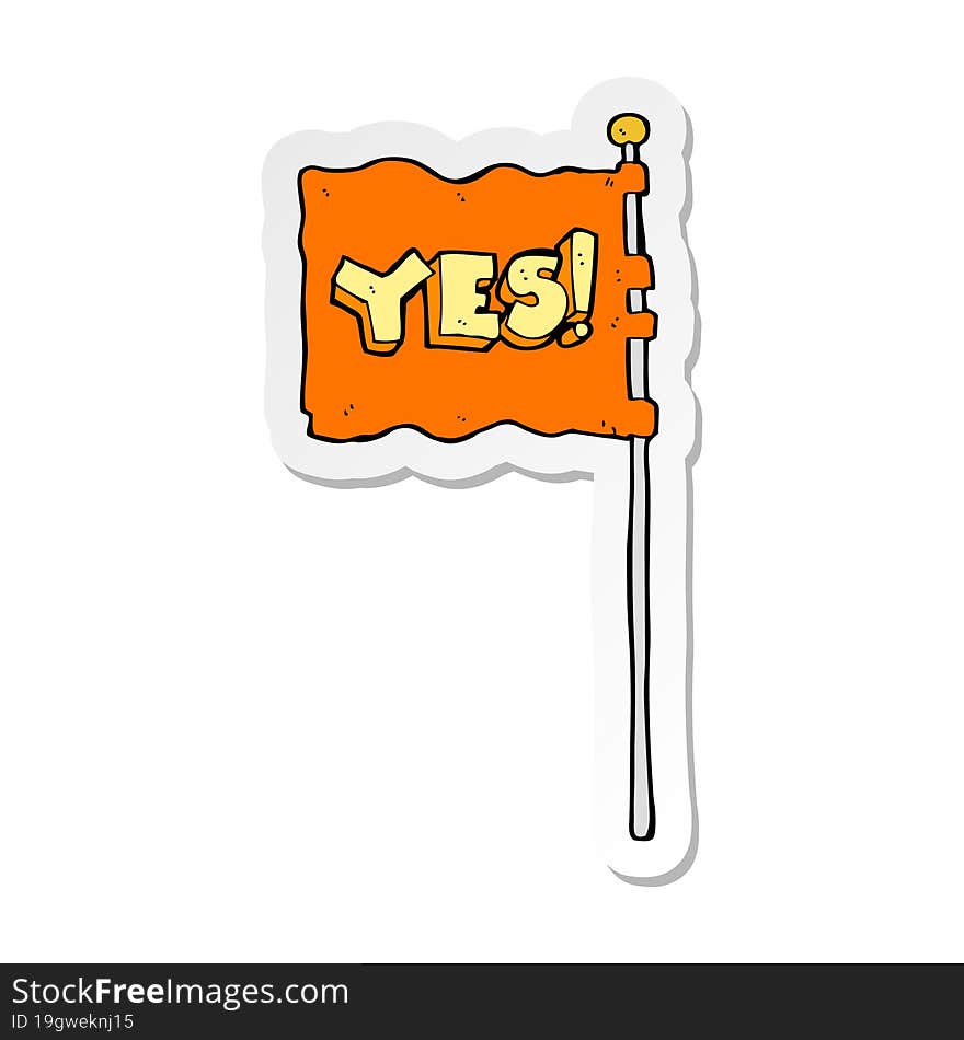 sticker of a cartoon yes flag