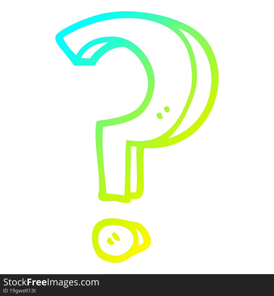 cold gradient line drawing cartoon question mark