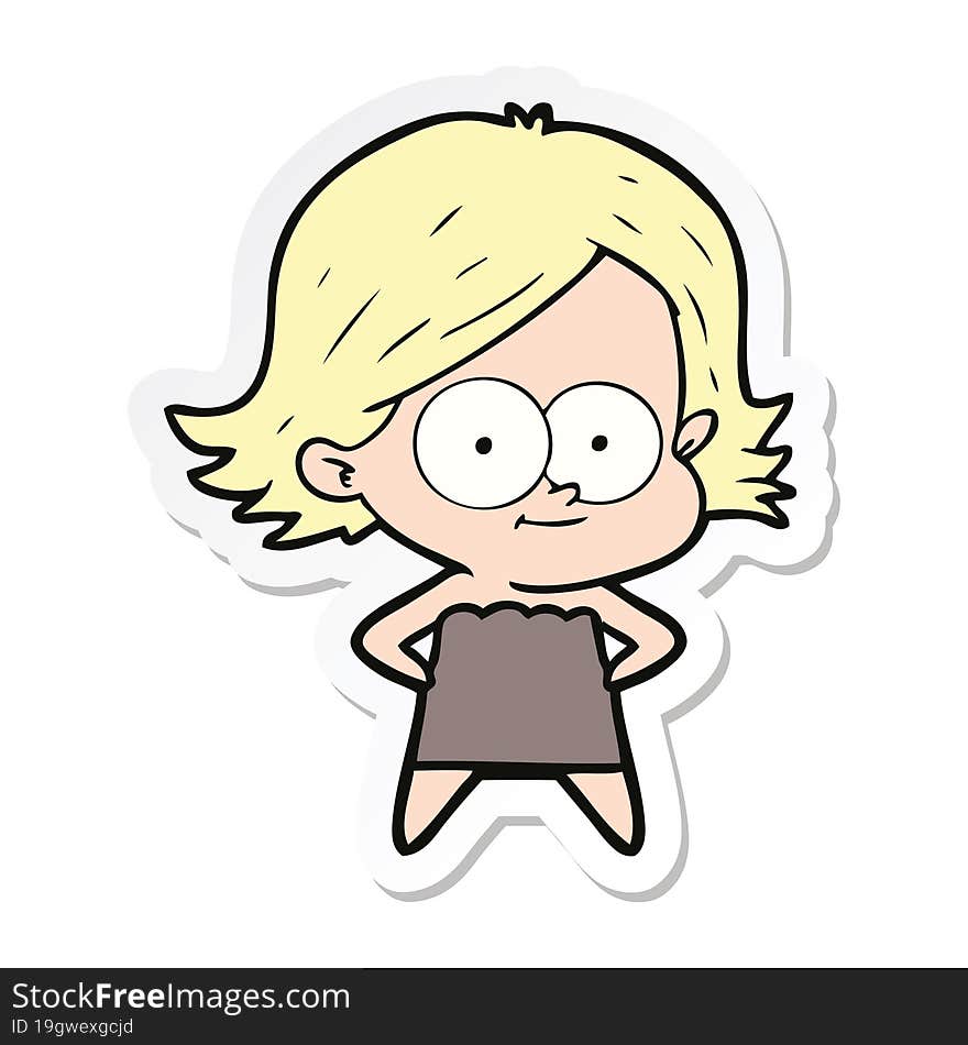 sticker of a happy cartoon girl