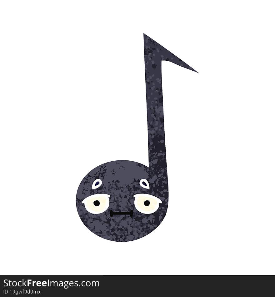 Retro Illustration Style Cartoon Musical Note