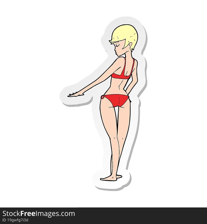 sticker of a cartoon bikini woman