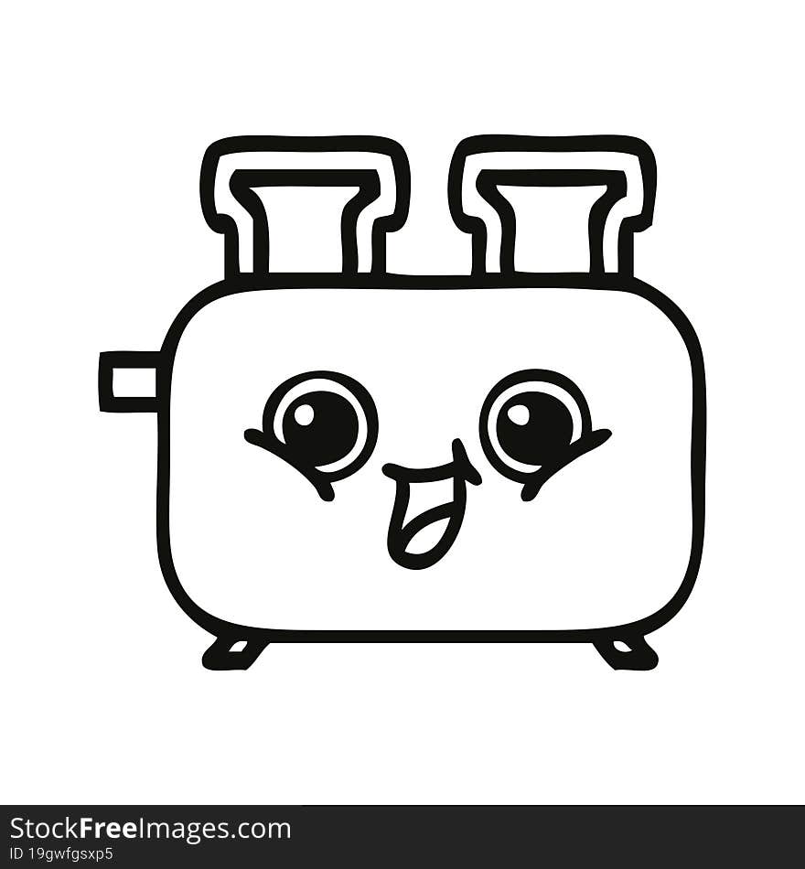 line drawing cartoon of a of a toaster