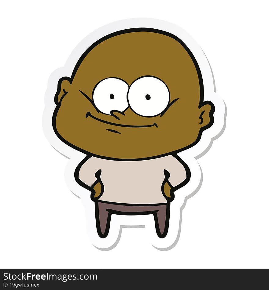 Sticker Of A Cartoon Bald Man Staring